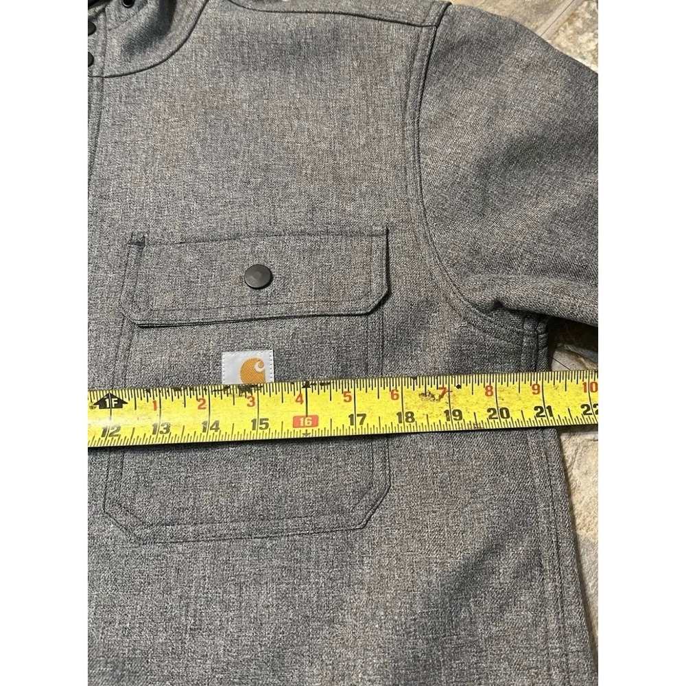 Carhartt Jacket Mens Small Gray Snap Button Rain Defender Fleece Lined 105022 - Picture 6 of 7